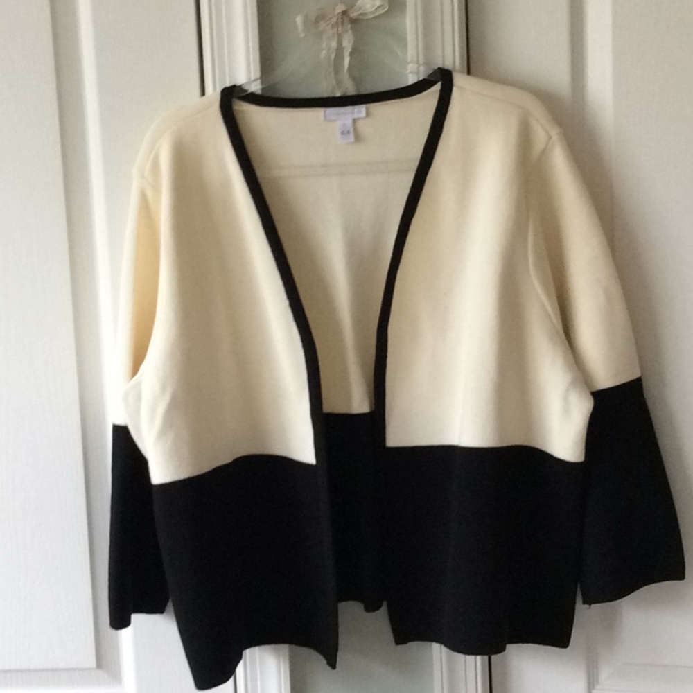 Cream and black cardigan/blazer